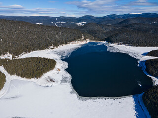 Aerial view of Golyam Beglik Reservoir, Bulgaria