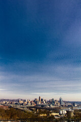 Cincinnati, Ohio seen after a light snow from Devou Park, Kentucky