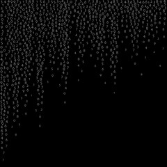 Falling numbers, big data concept. Binary white flying digits. Authentic futuristic banner on black background. Digital vector illustration with falling numbers.