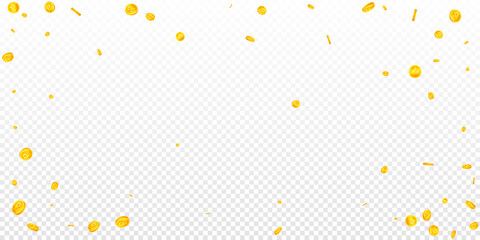 Russian ruble coins falling. Lovely scattered RUB coins. Russia money. Extraordinary jackpot, wealth or success concept. Vector illustration.