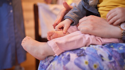 baby christening. Ceremony of a christening in Christian church. baptismal.