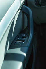 AUDI Q3 in black. Subcompact luxury crossover Audi Q3. Salon details.