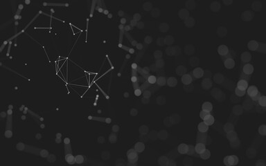 Abstract background. Molecules technology with polygonal shapes, connecting dots and lines. Connection structure. Big data visualization.