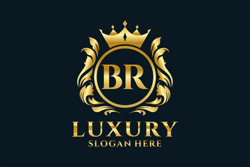 Initial BR Letter Royal Luxury Logo template in vector art for luxurious branding projects and other vector illustration. - obrazy, fototapety, plakaty