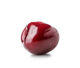 One ripe sweet cherry isolated on white background