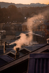 Obraz premium houses in winter in chile