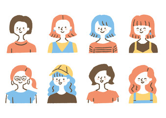 女性アイコン8セット_色
