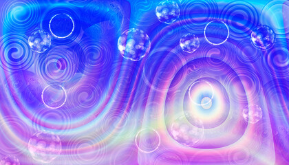 Abstract fantasy background with cougars and spheres.