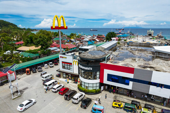 Jagna, Bohol, Philippines - May 2022: A Mcdonald's branch at the public market of the port town of Jagna.