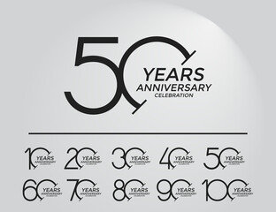 set of anniversary logo style black color can be use for special event and celebration moment