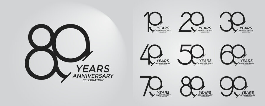 set of anniversary logo style black color can be use for special event and celebration moment