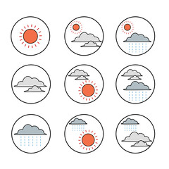 天気のアイコン9パターン・枠あり