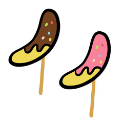 チョコバナナのイラスト素材　セット