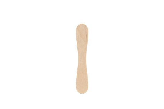 Wooden Ice Cream Stick On White Background.