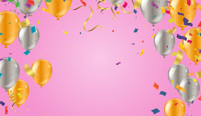 Colorful Celebration Background with Party Balloons confetti with space for text