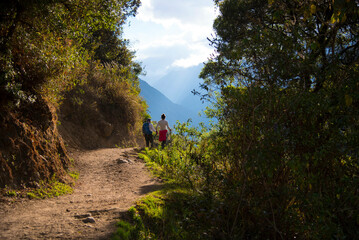 Camino inca en la ciudad de Machupicchu, Cusco, Perú.