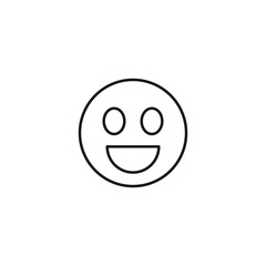 Social media concept. Vector symbol drawn with black thin line. Editable stroke. Suitable for articles, web sites etc. Line icon of positive emoji