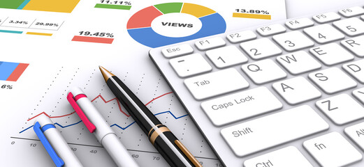 ビジネスワーク、キーボードとビジネス資料