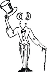 あいさつするタキシードを着たねずみ