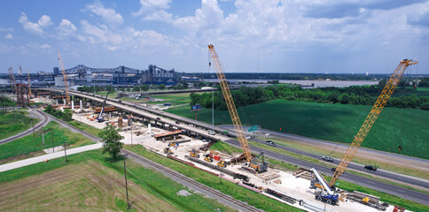 Industrial Crane Construction on the Intracoastal in Baton Rouge Louisiana by the Mississippi River Bridge
