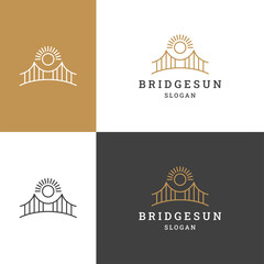 Bridge sun logo icon flat design template 