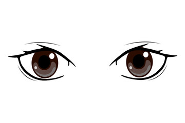 cute cartoon eyes Collection of cartoon eyes with a variety of emotions Japanese faces of male and female characters. Cartoon eyes. For shirt screen work. Vector illustration on a white background.