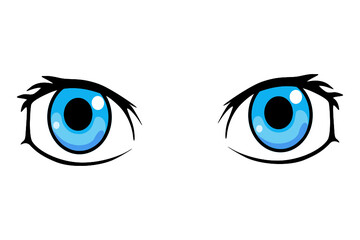 cute cartoon eyes Collection of cartoon eyes with a variety of emotions Japanese faces of male and female characters. Cartoon eyes. For shirt screen work. Vector illustration on a white background.