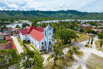 Aerial of Santo Niño de Anda Parish Church, in Anda Bohol.