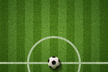 Fototapeta na wymiar Soccer field or Football field with soccer ball on green grass background