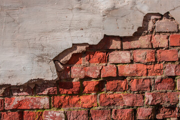 Collapsed plaster from a brick wall