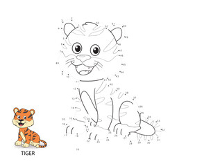 coloring pages or books for kids. cute tiger illustration