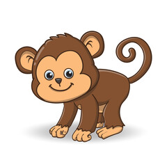  vector illustration of cute monkey cartoon. isolated on white