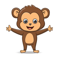 Fototapeta premium vector illustration of cute monkey cartoon. isolated on white