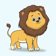 cute lion cartoon. vector illustration