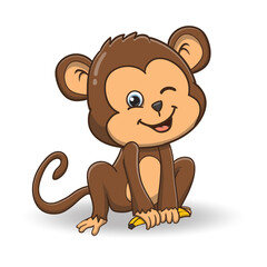  vector illustration of cute monkey cartoon. isolated on white