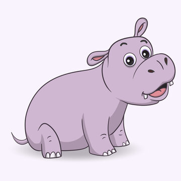 cute hippo cartoon. vector illustration