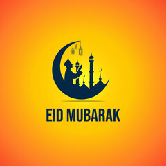 Eid Mubarak Shape and Poster or Icon, Prayer