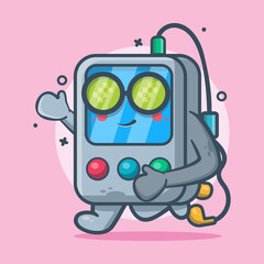 Naklejka premium funny portable music player character mascot running isolated cartoon in flat style design