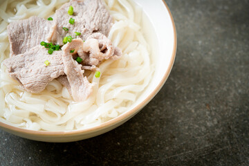 udon noodles with pork in clear soup