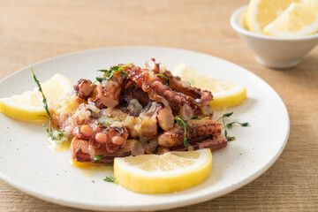 grilled octopus or squid with butter lemon sauce