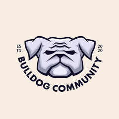minimalist simple bulldog logo design