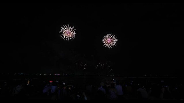 Pattaya International Fireworks Festival at Chonburi, Thailand. 4k video