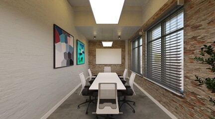 Office modern european interior concept 3d illustration