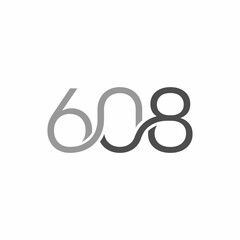 Connecting letter number 608 icon symbol