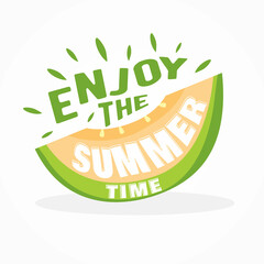 Enjoy The Summer text in Melon vector background