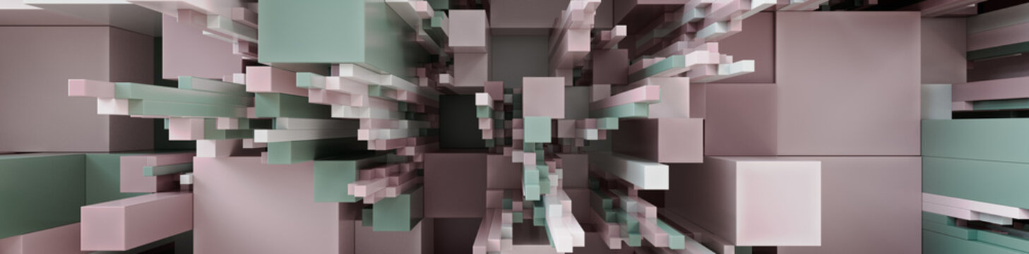 Multicolored 3D Block background. Tech Wallpaper with Natural hues. 3D Render 
