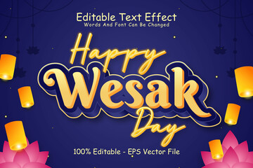 Happy Wesak Day Editable Text Effect 3 Dimension Emboss Modern Style
