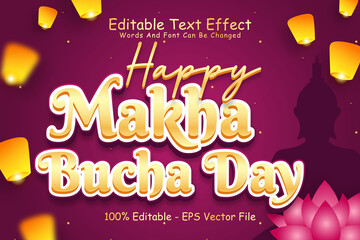 Happy Makha Bucha Day Editable Text Effect 3 Dimension Emboss Modern Style