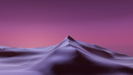 Evening Landscape, with Desert Sand Dunes. Surreal Modern Background with Magenta Gradient Starry Sky