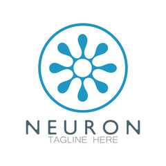 Neuron logo or nerve cell logo design,molecule logo illustration template icon with vector concept